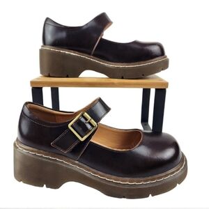 Brown Mary Jane Platform Shoes